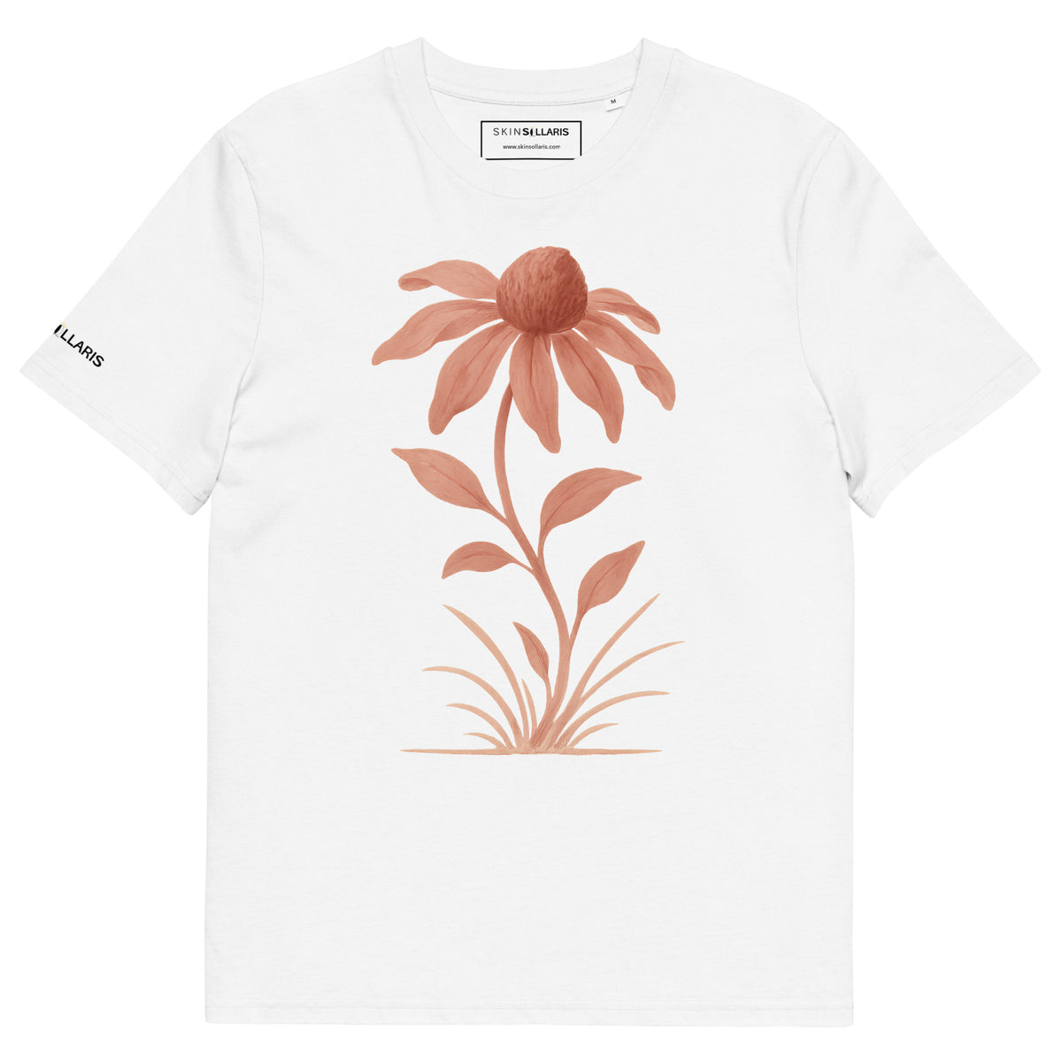 Ekologiczny t-shirt  bialy z nadrukiem Echinacea
